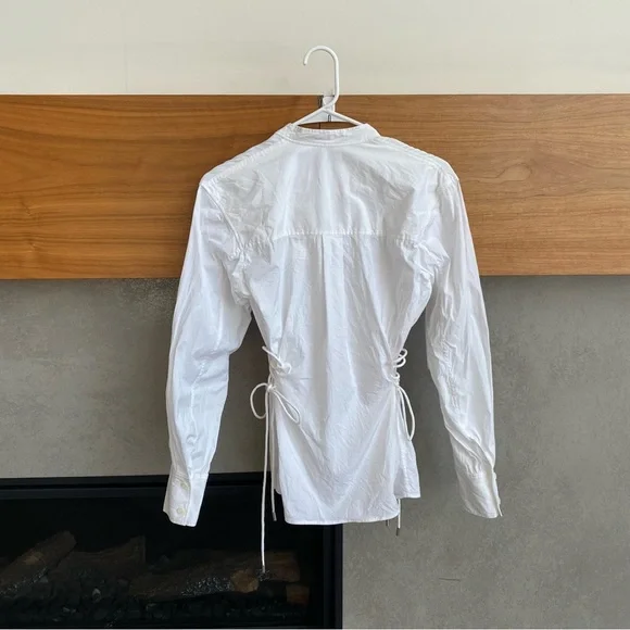 NWT THEORY WHITE LACED BUTTON DOWN, SIZE P - Picture 14 of 16